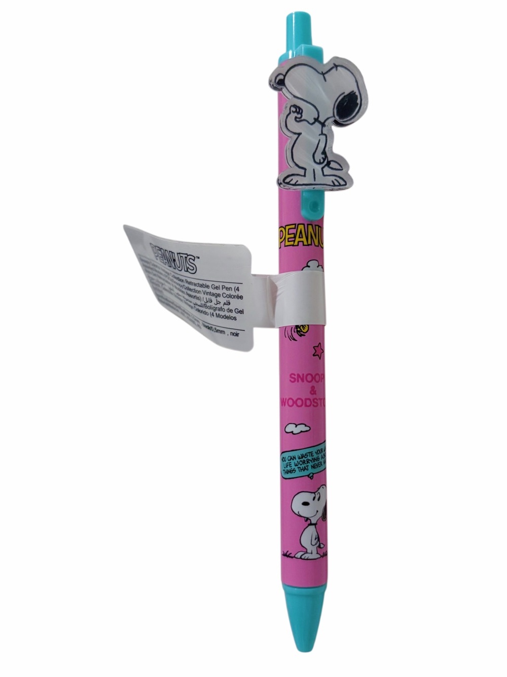🌸3/$15🌸 Peanuts Snoopy Pink & Teal Retractable Gel Pen with Character Topper